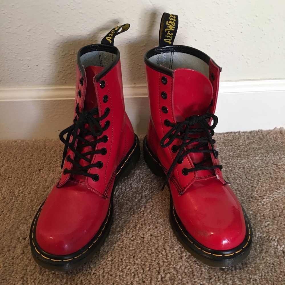 Dr Marten Red Patent boots